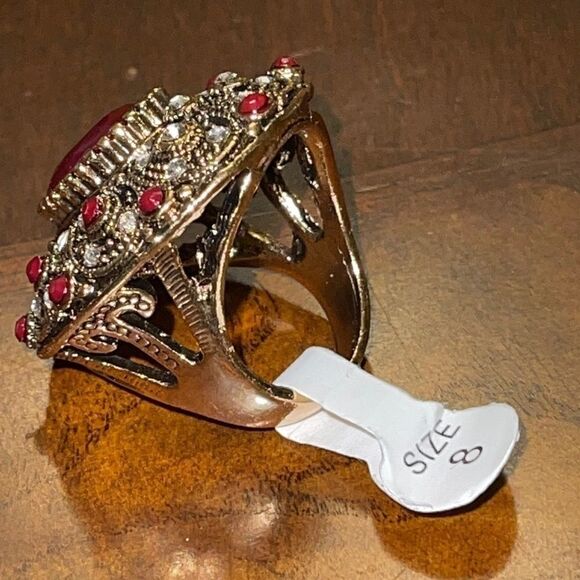 NWT Costume jewelry Turkish Victorian game of thrones dark red ring - Picture 12 of 13